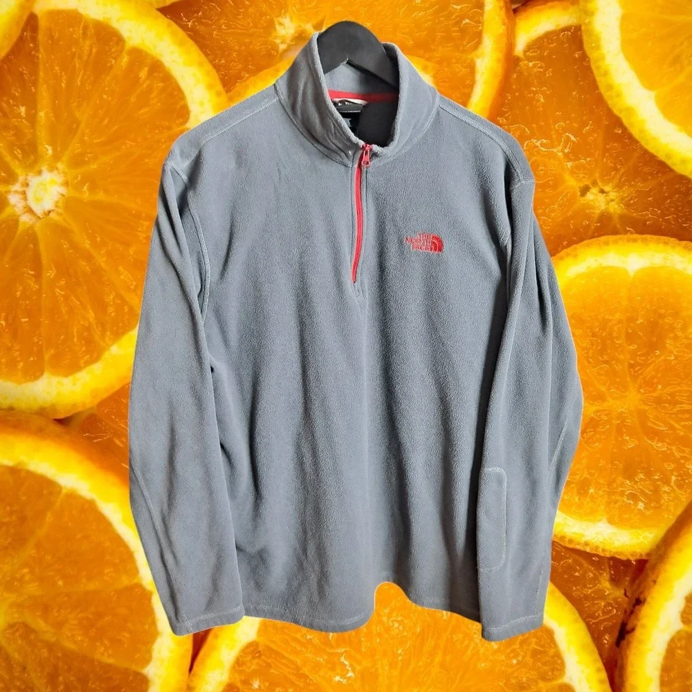 The North Face Fleece Pullover 1/4‎ Zip Lightweight Gray Mens L